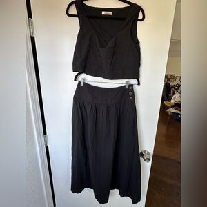 Black Linen Women's Skirt & Tank